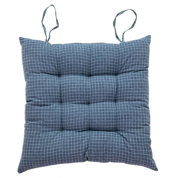 Xiao Hua Cojines para silla de comedor con lazos, cuadrados, antideslizantes, gruesos, azules, 45 x 45 cm