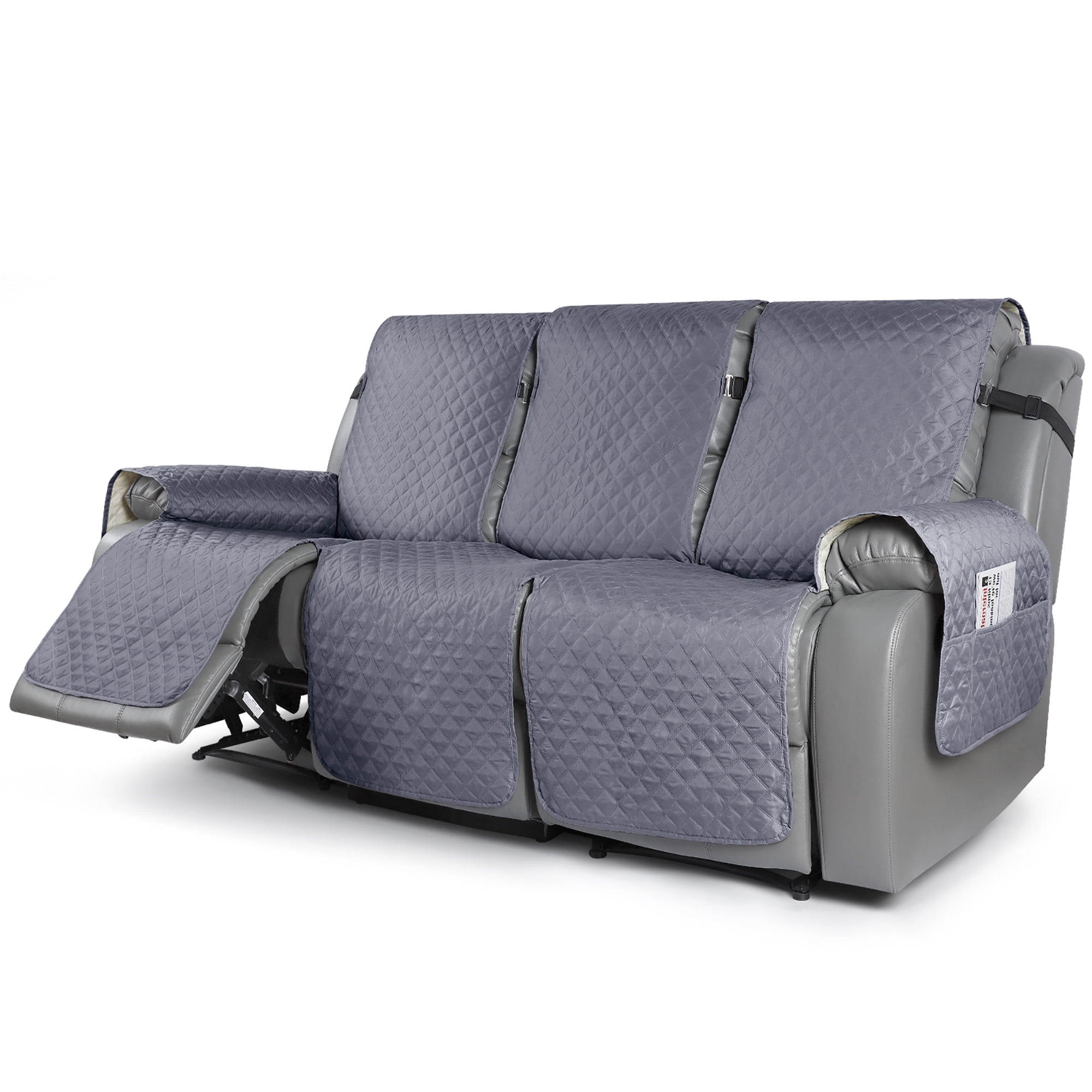 TAOCOCO Anti-Slip Recliner Sofa Cover, Reclining Couch Slipcover for 3-Seater Recliner Sofa Bluish Grey
