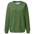 thumbnail image 5 of UJNDER Women's Solid Color Print Crewneck Sweatshirt Long Sleeve Twill Casual Pullover Fall Graphic Sweatshirts for Women Army Green S, 5 of 5