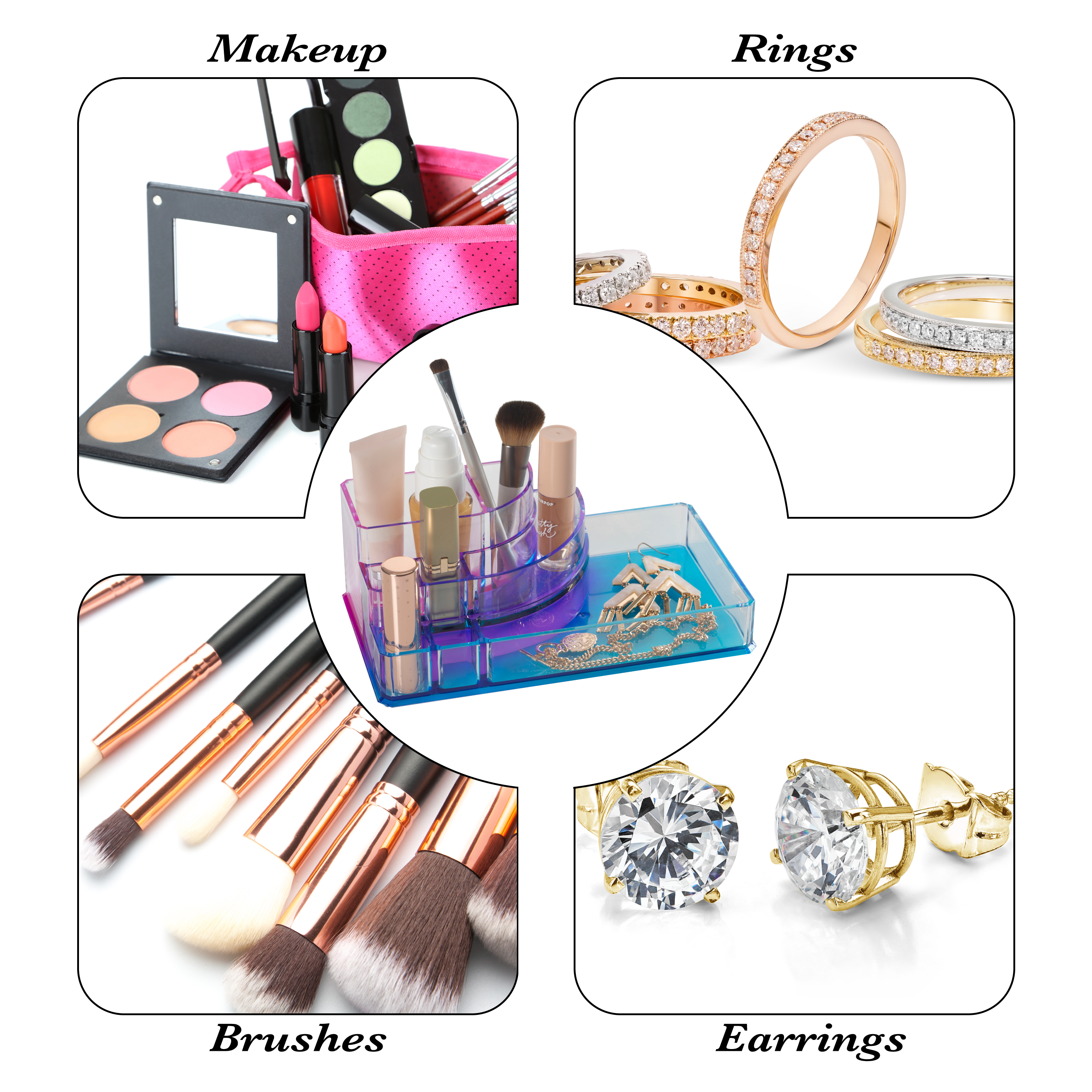 Simplify 8 Section Cosmetic and Jewelry Holder Makeup Organizer in Ombre