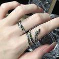 thumbnail image 3 of Green Spirit Snake Ins Dark Style Advanced Sense Open-end Zircon Ring, 3 of 7