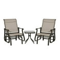 thumbnail image 3 of Outdoor Glider Chairs Set, 3 Piece Patio Furniture with Table - Rocking Chairs for Garden, Porch, Balcony - Steel Frame, Breathable Mesh, Tempered Glass Top, 3 of 6