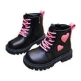 thumbnail image 3 of Splozh Girls Boots Children Shoes Girls Combat Boots Side Zipper Lace Up Dress Girls Boots for Toddler/Little Kid/Big Kid Black,US 4, 3 of 8