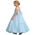 thumbnail image 4 of JAJAHO Girls Satin Dresses Flower Girl Dress With Pearls Sleeveless Bow Puffy Maxi Ball Gown Wedding Party Prom Wear For Kids 8-13Y, 4 of 9
