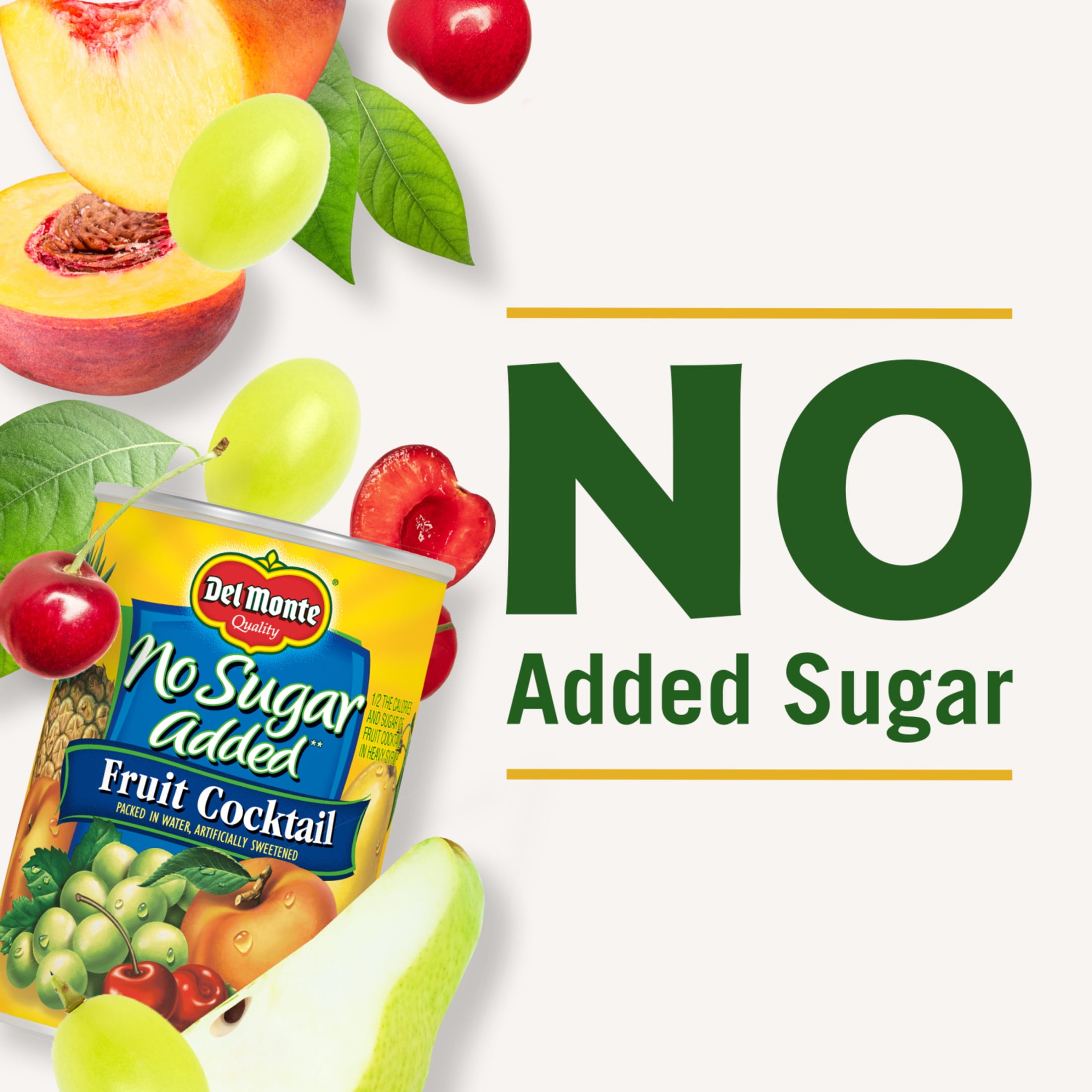 (12 pack) Del Monte No Sugar Added Mixed Fruit Cocktail, Canned Fruit, 14.5 oz Aluminum Can