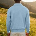 thumbnail image 4 of Mens Polo Sweater Long Sleeve Shirt Button Down Knit Pullover Relaxed Fit Collared Casual Tops Light Blue 5XL, 4 of 4