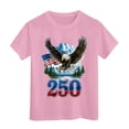 thumbnail image 4 of mgoYE Girls Boys American Flag Shirt Short Sleeve USA 4th of July Flag Tops Loose Patriotic Novelty T-Shirts Navy 250th Anniversary Gifts Girls(Pink,9-10 Years), 4 of 5