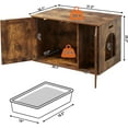 thumbnail image 6 of Cat Litter Box Enclosure, Litter Box Furniture Hidden with Removable Divider, Wooden Cat Washroom Furniture, Indoor Cat House, Rustic Brown, 6 of 16