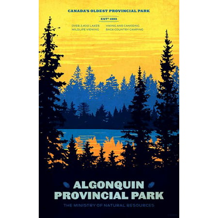 Algonquin Poster Art Sticker Decal(rv national park hike) Size: 3 x 5