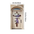 thumbnail image 3 of Spring Easter Front Door Decor He is Risen Wreath Christian Cross Door Cover Garland, Large Easter Front Door, Church Decor, with Lilies, Ornament Fabric Cover Cloth Hanging, Entryway Door, Purple, 3 of 9