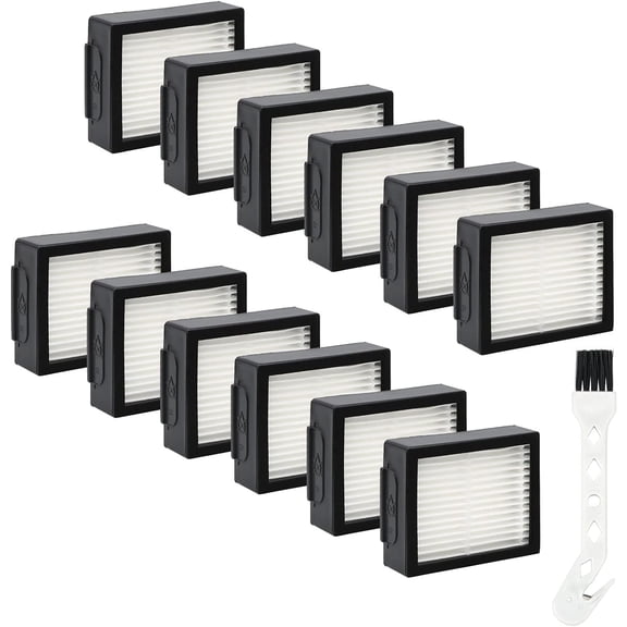 Filters Replacement for iRobot Roomba E I & J Series i7 i7 /plus i3 i3  i4 i4  i5 i5  i6 i6  i8 i8  E5 E6 E7 Vacuum Cleaner Parts, 6 Pack High Efficiency Filters   1 Cleaning Brush