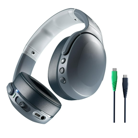 Skullcandy Crusher Evo - Auriculares inalámbricos supraaurales con graves sensoriales con cable de carga, batería de 40 horas, micrófono, funciona con dispositivos iPhone, Android y Bluetooth, color g
