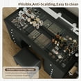 thumbnail image 4 of 13 Drawers Vanity Desk, Makeup Vanity with Power Outlet, Vanity Table with Mirror and LED Bulbs, 3 Color Lighting Modes, Glass Top, Dressing Table for Bedroom, 4 of 7