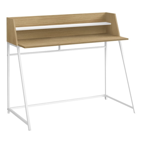 Contemporary Home Living 47.25" Natural Brown and White Wood Look Rectangular Computer Desk with