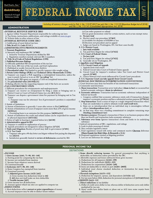 Federal Tax A Quickstudy Laminated Law Reference (Edition 3