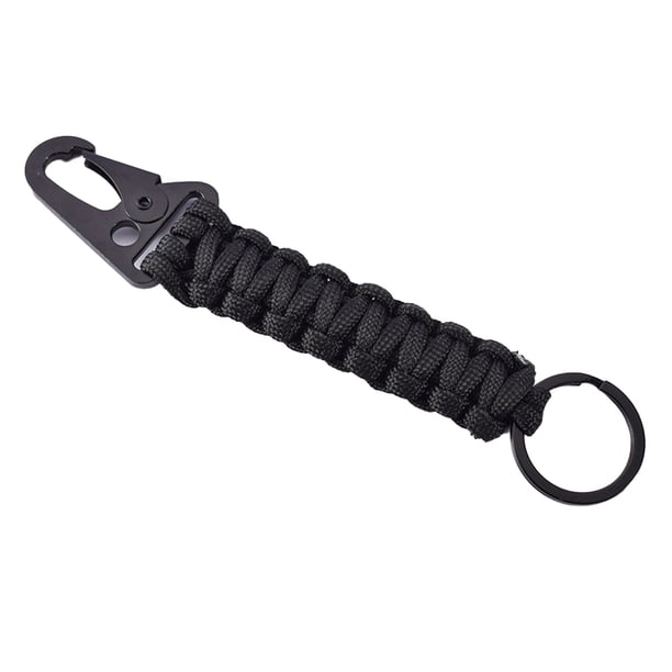 Scienceny LLavero de Paracord, mosquetón extraíble para exteriores, llavero de emergencia de supervivencia, cuerda, colgante portátil, cordón Herramientas eléctricas Negro