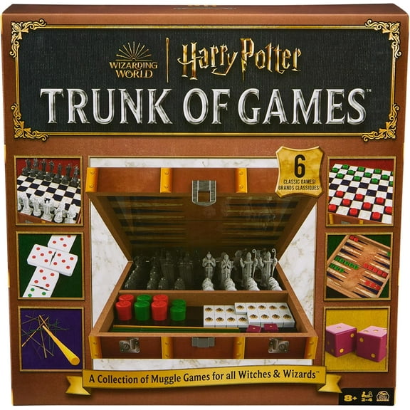 Wizarding World of Harry Potter Trunk of Games, 6-in-1 Game Box, Chess Set for Kids, Kids Games, Family Game Night, for Harry Potter Fans Ages 8 