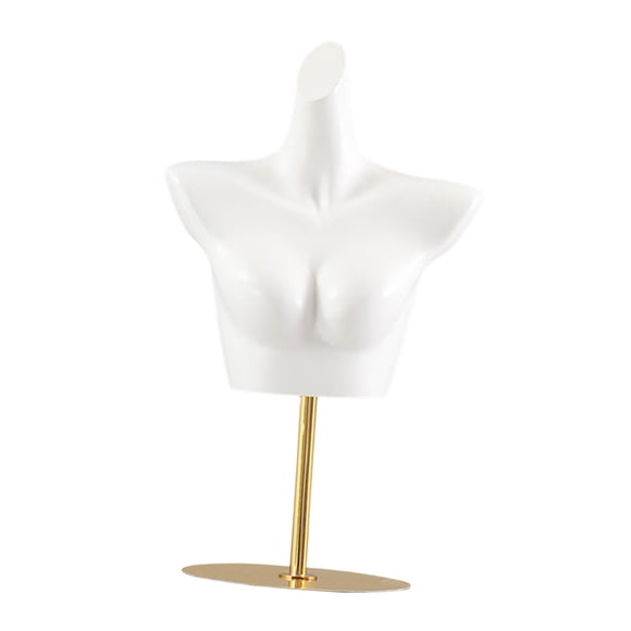 Bunblic Female Mannequin Torso Bra Display Mannequin Manikin Underwear Display Stand Women Body Form for Countertop Show Retail Store White Gold Stand