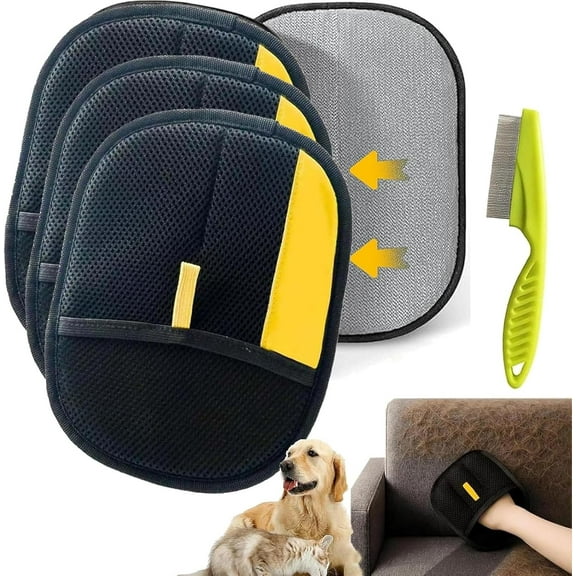 Furhero Electrostatic Gloves Pet Hair Removal, Reusable Double-Sided Grooming Gloves Pets for Dogs & Cats, for Carpet, Sofa, Bed, Clothes