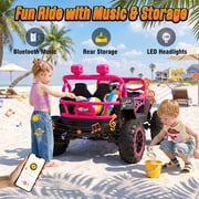 Joyracer 4WD 24 volt Ride On Toys, 800W Electric Cars for Kids with 2 Seater & Romote Control, Power Car Wheel w/ Spring Suspension, Bluetooth Music, Rose