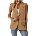 thumbnail image 4 of up to 60% off Gifts 2023 Winter Womens Suit Vest Blazer Vest for Women Office Business Single Breasted Lapel Sleeveless Suits Jackets Casual Solid Plus Size Pocket Suit Coats Vest Up to 65% off, 4 of 7