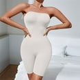thumbnail image 2 of JGGSPWM Women's Shapewear Bodysuits Tummy Control Butt Lifter Body Shaper Strapless Seamless Mid Thigh Jumpsuit Tops White L, 2 of 5