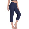 thumbnail image 2 of RPVATI Capri Yoga Pants for Women Casual Wide Leg High Waisted Capris Pants with Pockets Plus Size Summer Tummy Control Comfy Crop Pants Navy XXL, 2 of 4