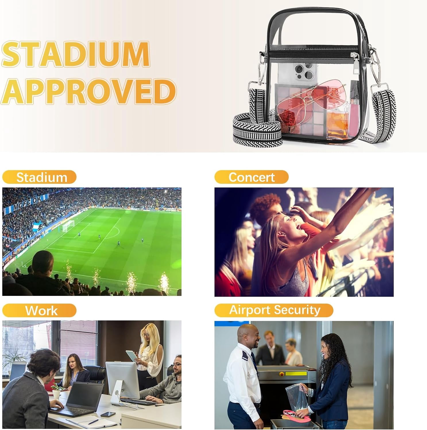 Clear Purses for Women Stadium Approved Clear Bags Small Crossbody Bags Trendy for Concerts Sports