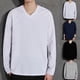 thumbnail image 5 of Mens Slim V Neck Long Sleeve T-Shirt Muscle Workout Tee Top Blouse Undershirt, 5 of 8