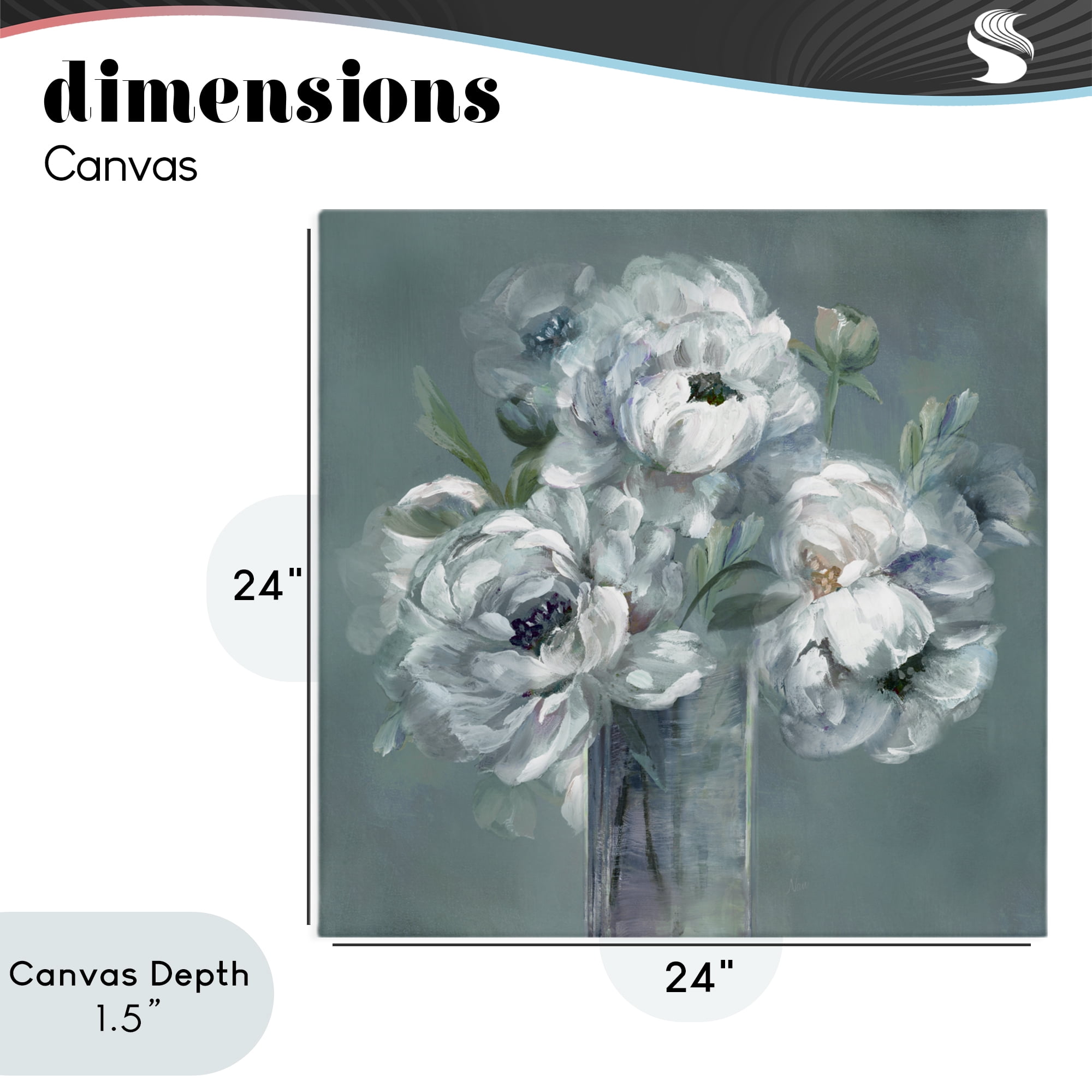 Stupell Industries White Peony Impression in Vase Canvas Wall Art, design by Nan