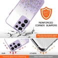 thumbnail image 3 of Compatible with Samsung Galaxy S23 Ultra Case Clear Cute Giltter Samsung S23 Ultra Phone Case for Women Girls Transparent TPU Bumper Cases with Lanyard Strap (Purple), 3 of 7