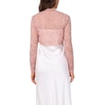 thumbnail image 3 of INSPIRE CHIC Valentine's Day Floral Lace Shrug for Women's Ruffle Evening Long Sleeve Open Front Cropped Cardigan XL Pink, 3 of 6