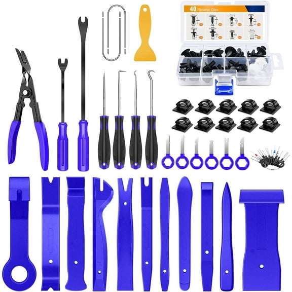GOOACC 88Pcs Auto Push Pin Bumper Retainer Clip Set Fastener Terminal Remover Tool Adhesive Cable Clips Removal Kit Car Panel Radio Removal Auto Nylon Clip Pliers
