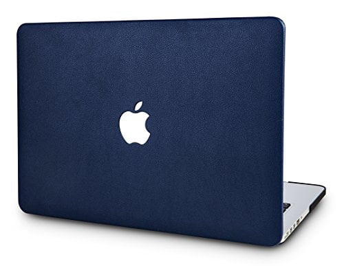 Photo 1 of KECC Leather Case Compatible with MacBook Air 13 Retina (2021/2020/2019/2018, Touch ID) Italian Leather Hard Shell Cover A2337 M1 A2179 A1932 (Navy Blue Leather)