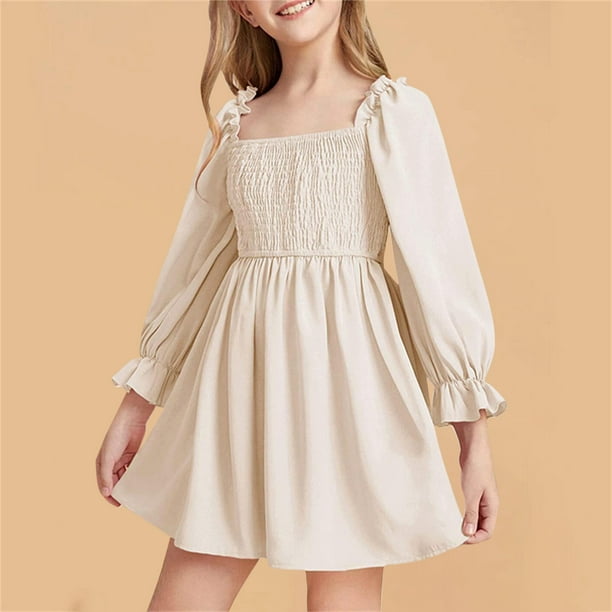 Dresses For Girls Summer New Skirt Long Sleeved Ruffled Skirt High
