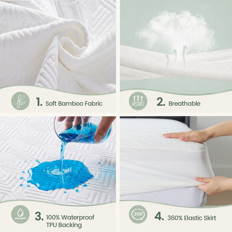 Vccoem Queen Waterproof Mattress Protector, Quilted photo 5
