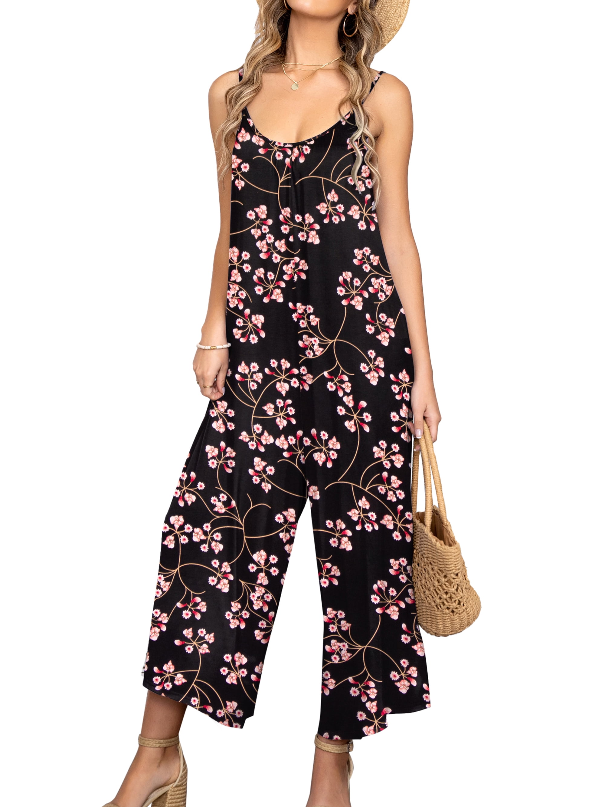 2022 Summer Pattern Print Jumpsuit Off Shoulder Romper Women  Wide Leg Pant Playsuit
