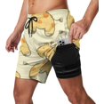 thumbnail image 1 of Sunyuer Men's Swim Trunks with Compression Liner 2-in-1 Drawstring Swimming Shorts Quick Dry Beach Board Shorts with Pockets, Cute Giraffe, L, 1 of 8