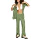 thumbnail image 1 of VISgogo Traje de ocio de verano para mujer, camisa de manga corta con solapa de color sólido para mujer + pantalones largos divididos de cintura alta VISgogo moda, 1 of 5