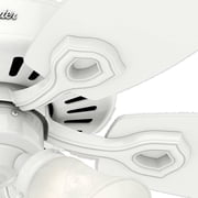 Hunter 42 inch Indoor Ceiling Fan with LED Lights - White Ceiling Fan with Pull Chain, For Bedroom or Living Room, Standard Mount, No Remote, 5 Blades, Includes Bulbs - Builder 52105, Snow White