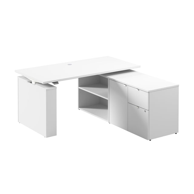 Bureau Debout Stratus 60W avec Rangement, Blanc - Bois d'Ingénierie