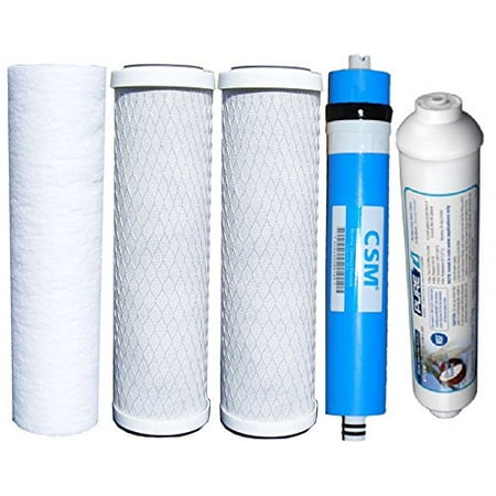 Reverse Osmosis Replacement Filter Set 5 pcs w/ CSM 50 GPD Membrane