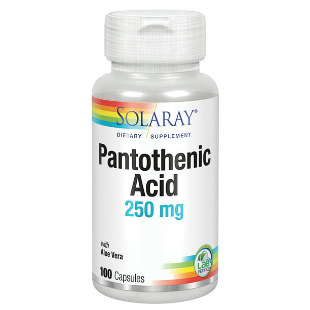 Solaray Pantothenic Acid 250mg | Vitamin B5 | Energy Metabolism, Hair,  Skin, Nails & Digestive Support | 100CT 