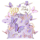 thumbnail image 1 of 42pzs Decoración Pastel De Mariposa Letrero Feliz Cumpleaños Morado, 1 of 5