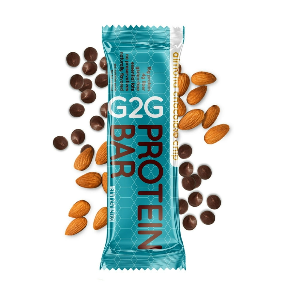 G2G Refrigerated Protein Bar, Almond Chocolate Chip, Healthy Snack or
