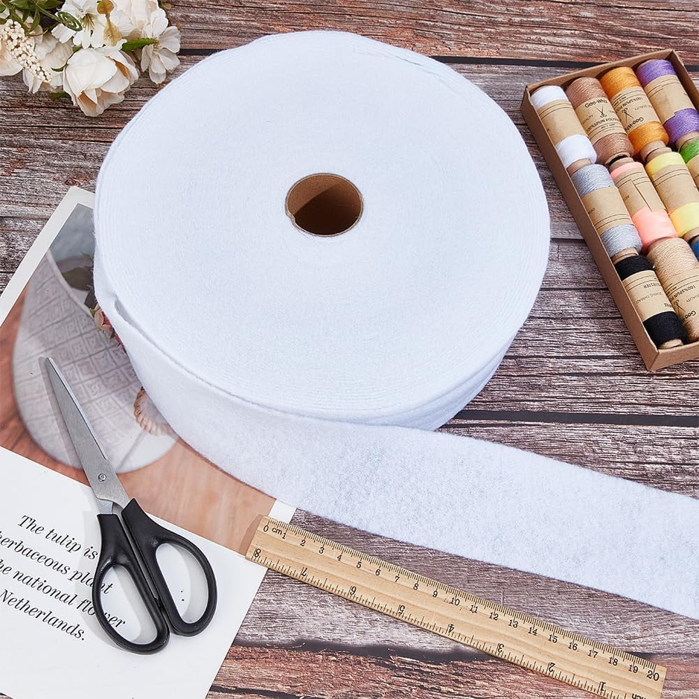 2 Rolls Jellyroll Strips Fabric Jelly Roll Batting Strip 2.5 Inch x 36 Yard White Cloth Upholstery Punched Cotton Blend Quilt Rug Strips for Throw Quilts Needle Sewing Crafts White DIY