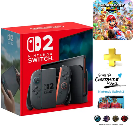 Nintendo Switch 2 Console   Mario Kart World Game Bundle with Mightyskins Custom Skin Voucher