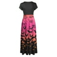 thumbnail image 5 of Patlollav Halloween Dresses Womens Long Dress Short Sleeve Colorful Print Beach Casual Maxi Sundress, 5 of 6