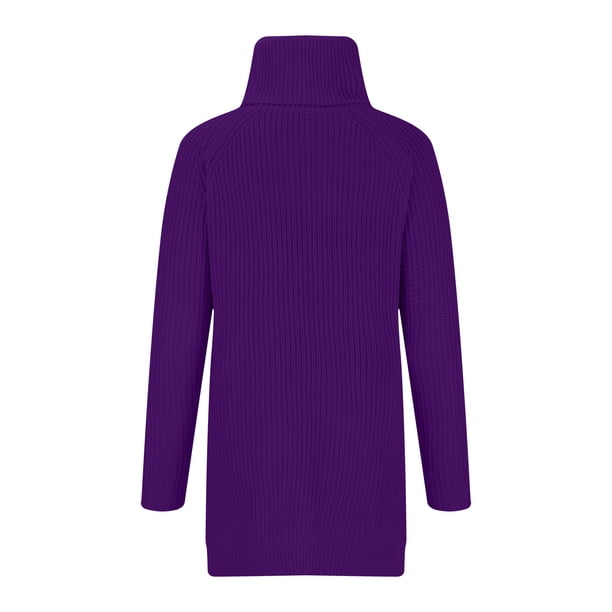 Dagegui Knit Turtleneck Sweater for Women Solid Long Sleeve