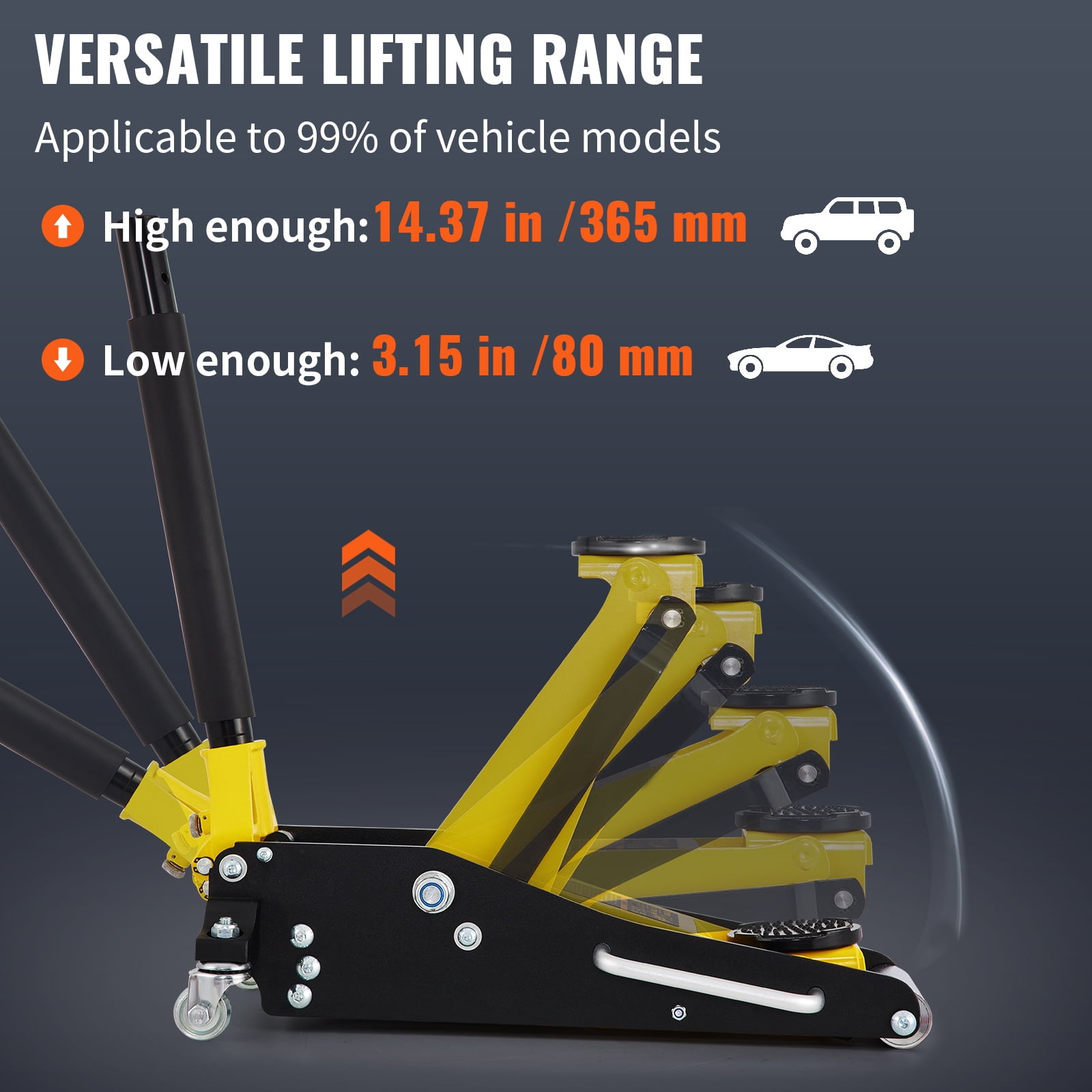 BENTISM Low Profile Floor Jack 1.5 Ton (3300 lbs), Aluminum and Steel Hydraulic Racing Floor Jack, Dual Piston Quick Lift Pump, 3-3/20